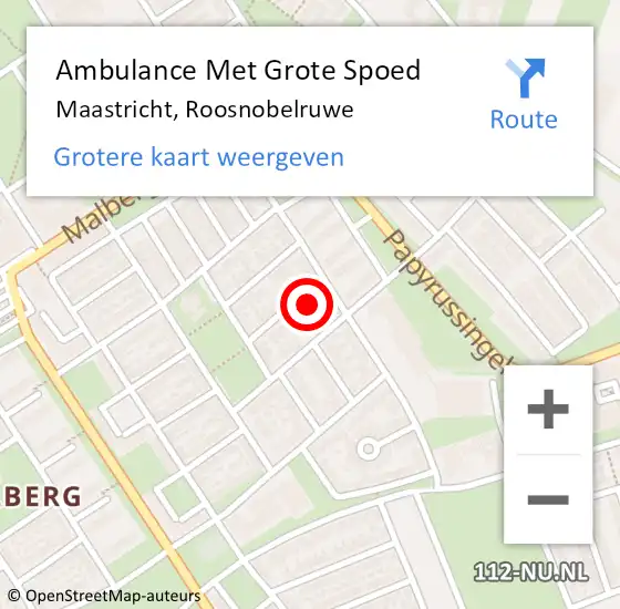 Locatie op kaart van de 112 melding: Ambulance Met Grote Spoed Naar Maastricht, Roosnobelruwe op 21 februari 2014 21:04