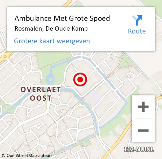 Locatie op kaart van de 112 melding: Ambulance Met Grote Spoed Naar Rosmalen, De Oude Kamp op 23 februari 2014 18:47