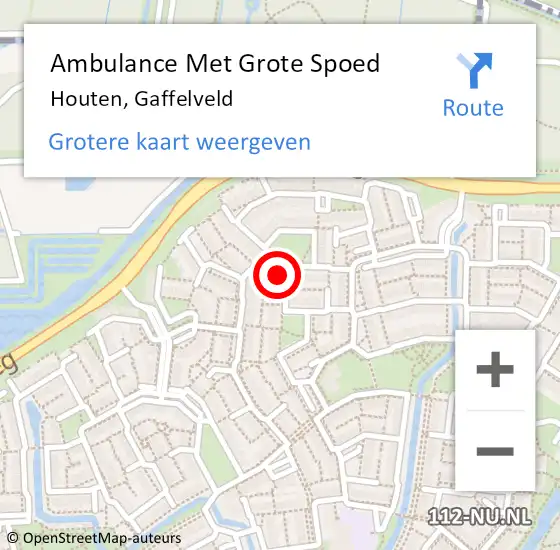 Locatie op kaart van de 112 melding: Ambulance Met Grote Spoed Naar Houten, Gaffelveld op 1 juni 2018 14:06