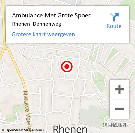 Locatie op kaart van de 112 melding: Ambulance Met Grote Spoed Naar Rhenen, Dennenweg op 12 juli 2018 16:39