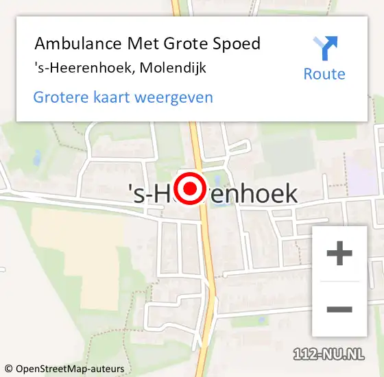 Locatie op kaart van de 112 melding: Ambulance Met Grote Spoed Naar 's-Heerenhoek, Molendijk op 18 juli 2018 23:17