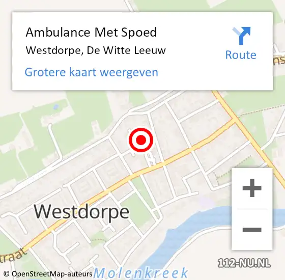 Locatie op kaart van de 112 melding: Ambulance Met Spoed Naar Westdorpe, De Witte Leeuw op 28 juli 2018 13:41