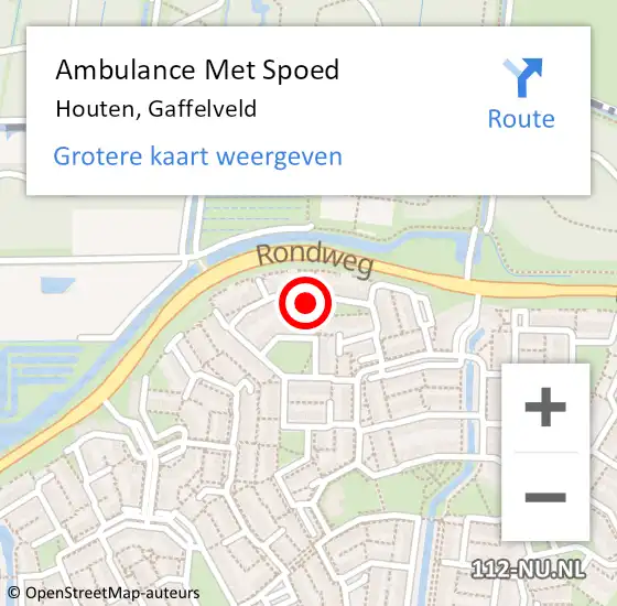 Locatie op kaart van de 112 melding: Ambulance Met Spoed Naar Houten, Gaffelveld op 6 augustus 2018 04:27