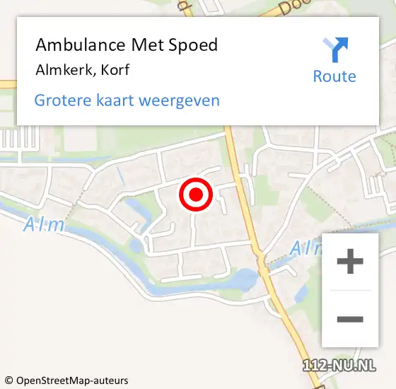 Locatie op kaart van de 112 melding: Ambulance Met Spoed Naar Almkerk, Korf op 26 augustus 2018 23:29