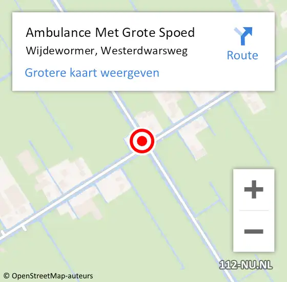 Locatie op kaart van de 112 melding: Ambulance Met Grote Spoed Naar Wijdewormer, Westerdwarsweg op 29 september 2018 14:23
