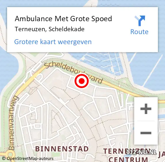 Locatie op kaart van de 112 melding: Ambulance Met Grote Spoed Naar Terneuzen, Scheldekade op 16 oktober 2018 19:15