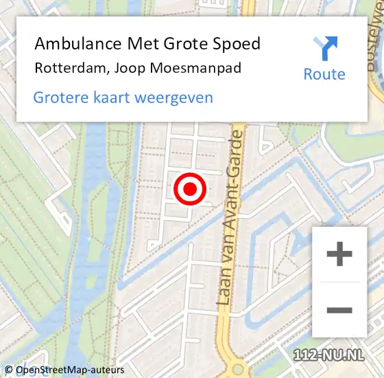 Locatie op kaart van de 112 melding: Ambulance Met Grote Spoed Naar Rotterdam, Joop Moesmanpad op 9 november 2018 01:25