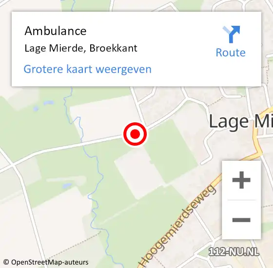 Locatie op kaart van de 112 melding: Ambulance Lage Mierde, Broekkant op 25 november 2018 14:24