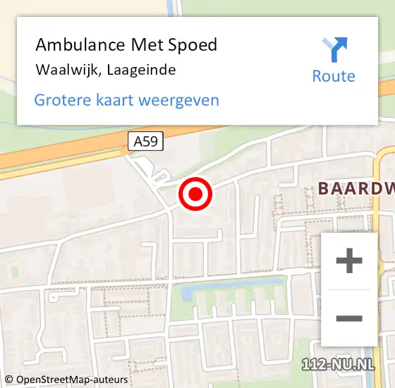 Locatie op kaart van de 112 melding: Ambulance Met Spoed Naar Waalwijk, Laageinde op 12 december 2018 18:15