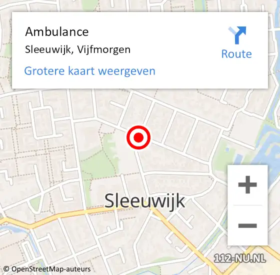 Locatie op kaart van de 112 melding: Ambulance Sleeuwijk, Vijfmorgen op 14 februari 2019 09:40