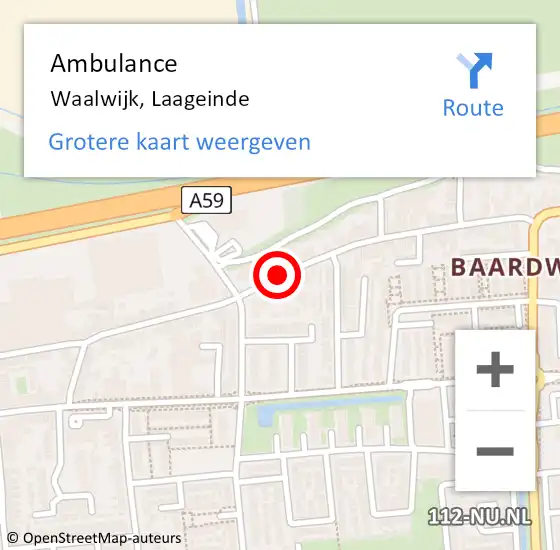 Locatie op kaart van de 112 melding: Ambulance Waalwijk, Laageinde op 17 mei 2019 13:53