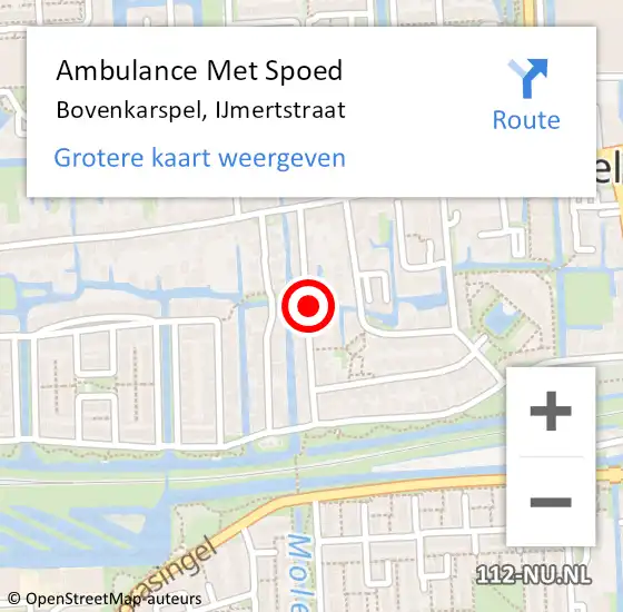 Locatie op kaart van de 112 melding: Ambulance Met Spoed Naar Bovenkarspel, IJmertstraat op 21 juli 2019 04:35