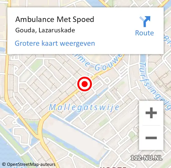 Locatie op kaart van de 112 melding: Ambulance Met Spoed Naar Gouda, Lazaruskade op 17 augustus 2019 10:50