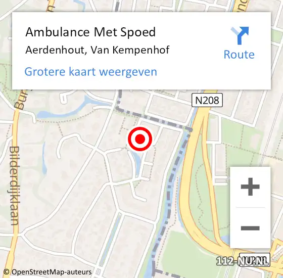Locatie op kaart van de 112 melding: Ambulance Met Spoed Naar Aerdenhout, Van Kempenhof op 17 augustus 2019 17:10