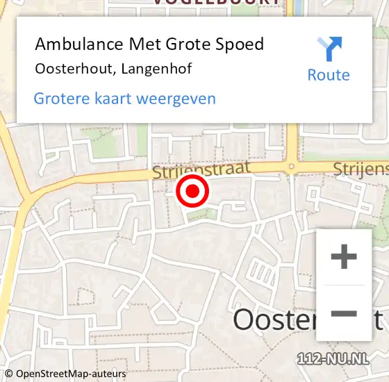 Locatie op kaart van de 112 melding: Ambulance Met Grote Spoed Naar Oosterhout, Langenhof op 28 augustus 2019 11:48