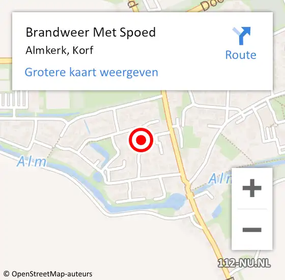 Locatie op kaart van de 112 melding: Brandweer Met Spoed Naar Almkerk, Korf op 2 oktober 2019 08:21