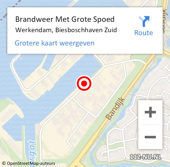 Locatie op kaart van de 112 melding: Brandweer Met Grote Spoed Naar Werkendam, Biesboschhaven Zuid op 10 oktober 2019 02:28