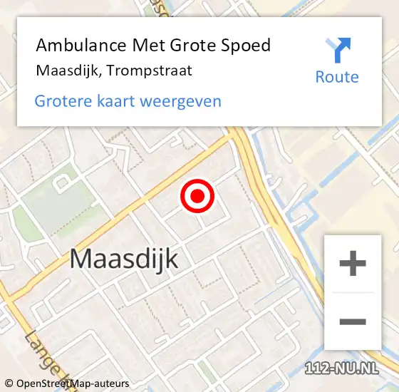 Locatie op kaart van de 112 melding: Ambulance Met Grote Spoed Naar Maasdijk, Trompstraat op 18 oktober 2019 11:03