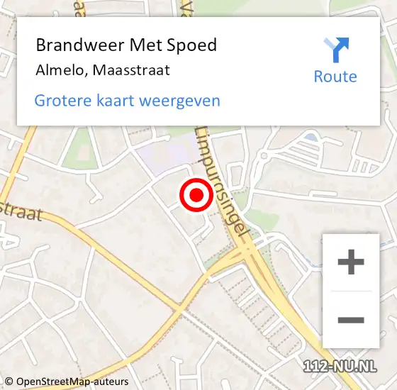 Locatie op kaart van de 112 melding: Brandweer Met Spoed Naar Almelo, Maasstraat op 25 oktober 2019 07:46