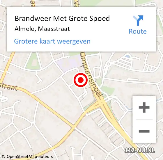 Locatie op kaart van de 112 melding: Brandweer Met Grote Spoed Naar Almelo, Maasstraat op 10 november 2019 02:54