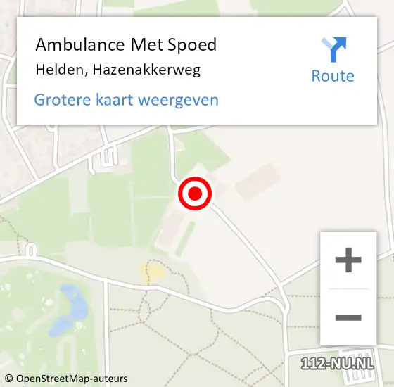 Locatie op kaart van de 112 melding: Ambulance Met Spoed Naar Helden, Hazenakkerweg op 20 april 2014 18:05