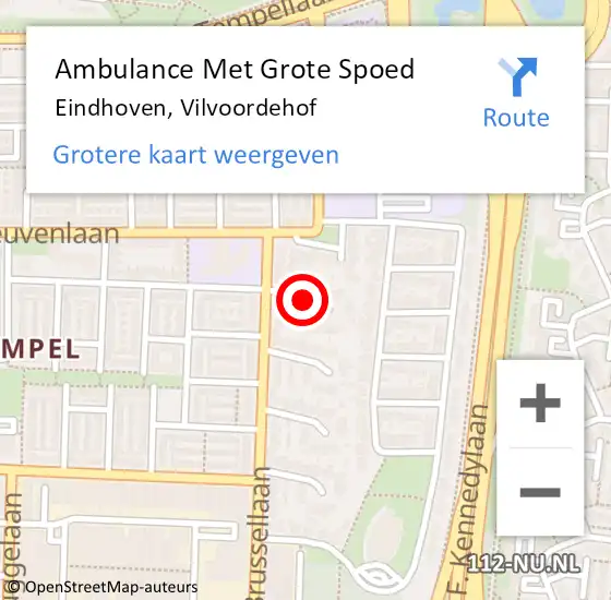 Locatie op kaart van de 112 melding: Ambulance Met Grote Spoed Naar Eindhoven, Vilvoordehof op 3 december 2019 20:55