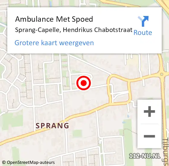 Locatie op kaart van de 112 melding: Ambulance Met Spoed Naar Sprang-Capelle, Hendrikus Chabotstraat op 13 december 2019 20:42