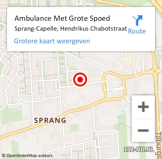 Locatie op kaart van de 112 melding: Ambulance Met Grote Spoed Naar Sprang-Capelle, Hendrikus Chabotstraat op 18 december 2019 20:43