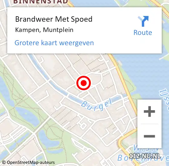 Locatie op kaart van de 112 melding: Brandweer Met Spoed Naar Kampen, Muntplein op 31 december 2019 19:41