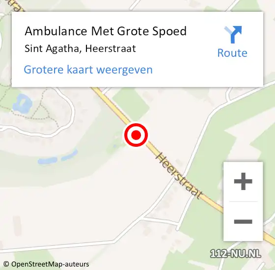 Locatie op kaart van de 112 melding: Ambulance Met Grote Spoed Naar Sint Agatha, Heerstraat op 9 januari 2020 02:31