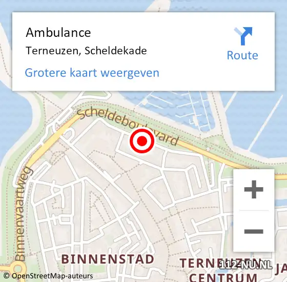 Locatie op kaart van de 112 melding: Ambulance Terneuzen, Scheldekade op 15 januari 2020 15:48
