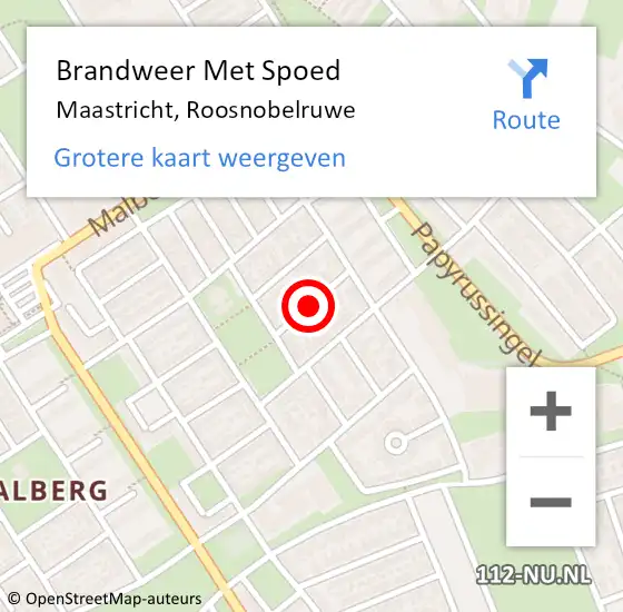 Locatie op kaart van de 112 melding: Brandweer Met Spoed Naar Maastricht, Roosnobelruwe op 21 januari 2020 17:53