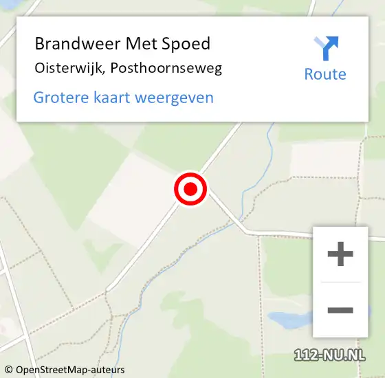 Locatie op kaart van de 112 melding: Brandweer Met Spoed Naar Oisterwijk, Posthoornseweg op 20 februari 2020 15:50