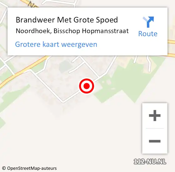 Locatie op kaart van de 112 melding: Brandweer Met Grote Spoed Naar Noordhoek, Bisschop Hopmansstraat op 1 juni 2020 16:59