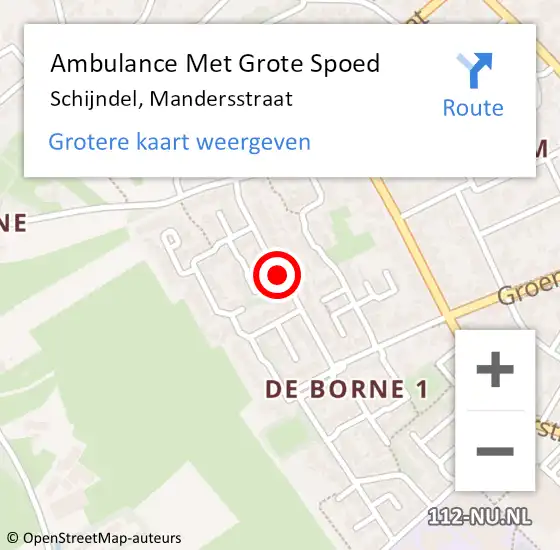 Locatie op kaart van de 112 melding: Ambulance Met Grote Spoed Naar Schijndel, Mandersstraat op 18 juli 2020 12:37