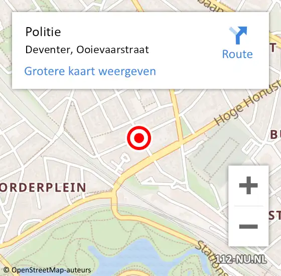 Locatie op kaart van de 112 melding: Politie Deventer, Ooievaarstraat op 12 augustus 2020 00:33