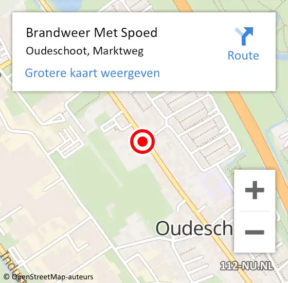 Locatie op kaart van de 112 melding: Brandweer Met Spoed Naar Oudeschoot, Marktweg op 15 september 2020 19:30