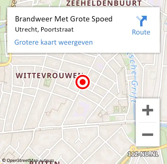 Locatie op kaart van de 112 melding: Brandweer Met Grote Spoed Naar Utrecht, Poortstraat op 22 oktober 2020 08:24