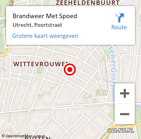 Locatie op kaart van de 112 melding: Brandweer Met Spoed Naar Utrecht, Poortstraat op 8 november 2020 10:03