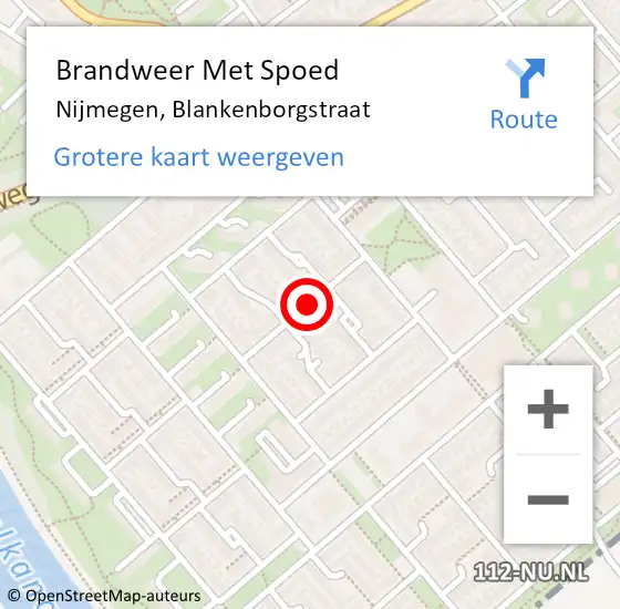 Locatie op kaart van de 112 melding: Brandweer Met Spoed Naar Nijmegen, Blankenborgstraat op 17 december 2020 16:04