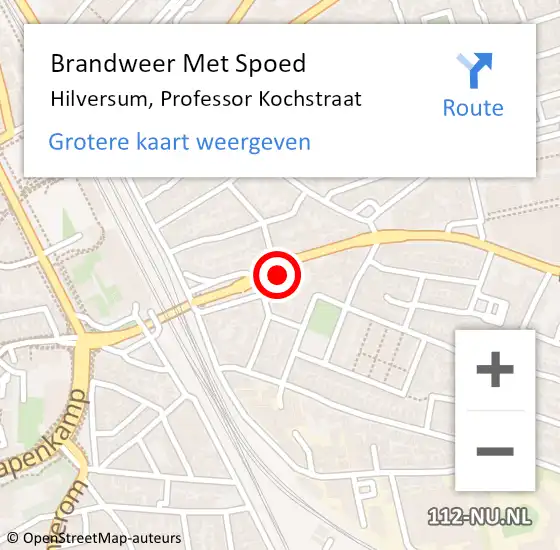 Locatie op kaart van de 112 melding: Brandweer Met Spoed Naar Hilversum, Professor Kochstraat op 27 december 2020 10:52
