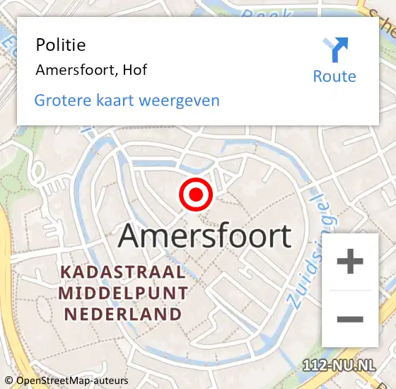 Locatie op kaart van de 112 melding: Politie Amersfoort, Hof op 23 januari 2021 19:52