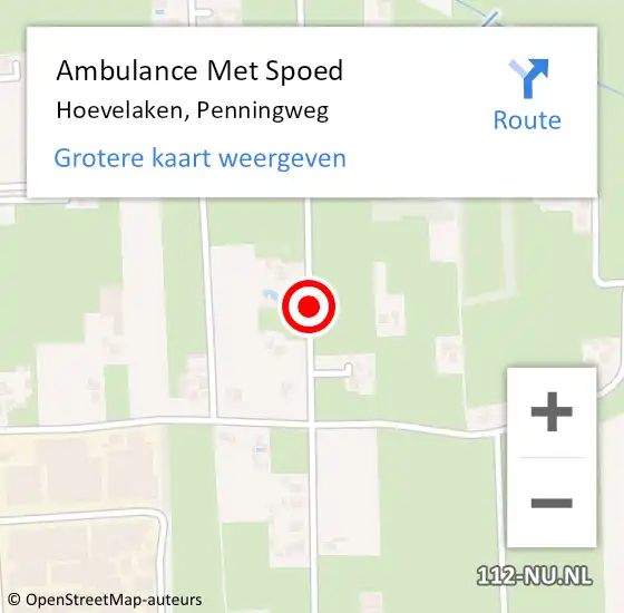 Locatie op kaart van de 112 melding: Ambulance Met Spoed Naar Hoevelaken, Penningweg op 22 februari 2021 16:20