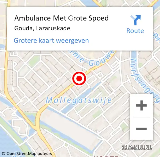Locatie op kaart van de 112 melding: Ambulance Met Grote Spoed Naar Gouda, Lazaruskade op 17 maart 2021 22:44
