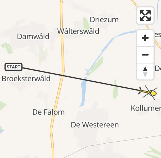 Vlucht Ambulancehelikopter PH-HOW van Damwâld naar Kollumerzwaag op vrijdag 29 maart 2024 13:35