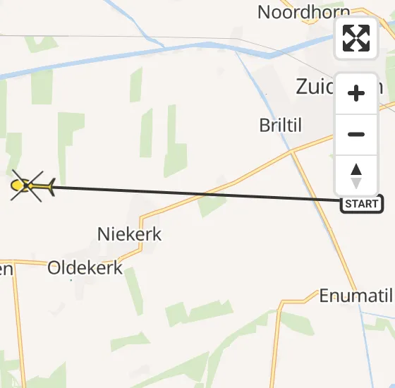 Vlucht Ambulancehelikopter PH-HOW van Briltil naar Oldekerk op vrijdag 29 maart 2024 14:15