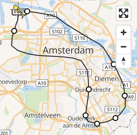 Vlucht Traumahelikopter PH-HVB van Amsterdam Heliport naar Amsterdam Heliport op dinsdag 16 april 2024 6:29