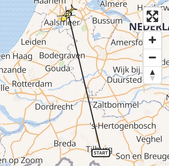 Vlucht Traumahelikopter PH-UMC van Tilburg naar Schiphol op dinsdag 16 april 2024 7:29