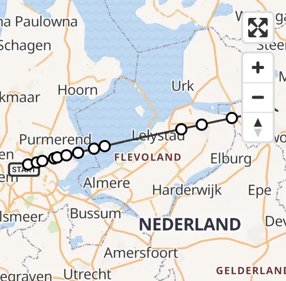 Vlucht Traumahelikopter PH-TTR van Amsterdam Heliport naar Genemuiden op woensdag 17 april 2024 7:33