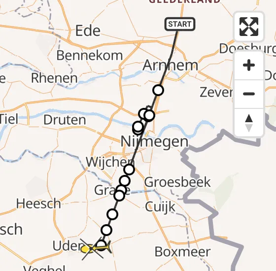 Vlucht Traumahelikopter PH-LLN van Arnhem naar Vliegbasis Volkel op woensdag 17 april 2024 20:40